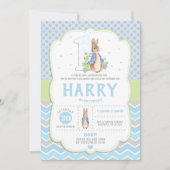 Bunny Rabbit 1e verjaardag Uitnodigingen Jongens (Voorkant)