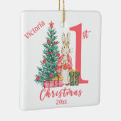 Bunny Rabbit 1st Eerste Kerstdag Gepersonaliseerd Keramisch Ornament (Rechts)