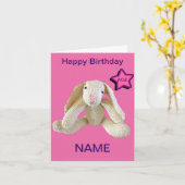 Bunny Rabbit Age Gepersonaliseerde Kaart dochter e (Gele Bloem)