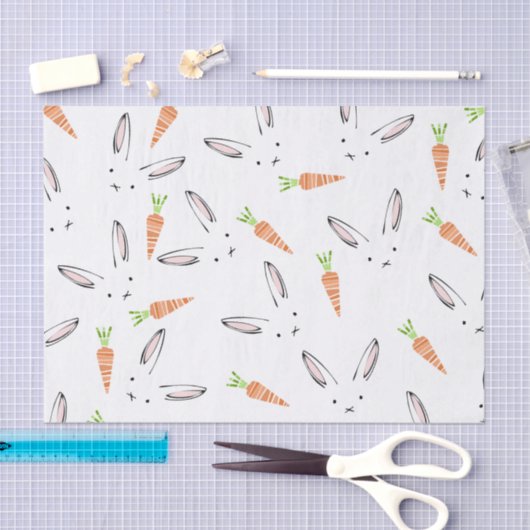Bunny Rabbit and Carrot Pattern-papier Tissuepapier (Craft)