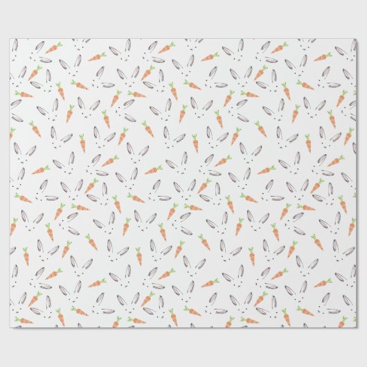 Bunny Rabbit and Carrot Pattern Wrapping Paper Cadeaupapier (Vlak)