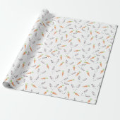 Bunny Rabbit and Carrot Pattern Wrapping Paper Cadeaupapier (Uitgerold)