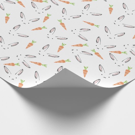 Bunny Rabbit and Carrot Pattern Wrapping Paper Cadeaupapier (Hoek)