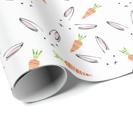 Bunny Rabbit and Carrot Pattern Wrapping Paper Cadeaupapier (Rol Hoek)