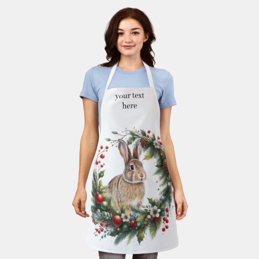 Bunny Rabbit and Christmas Wreath  Schort (Gedragen)