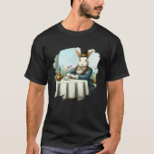 Bunny Rabbit Aristocrat at Cafe Drinking Coffee Te T-shirt (Voorkant)