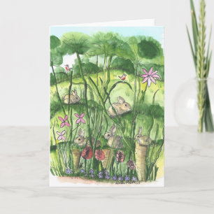 Bunny Rabbit Art Print, Opmerking, Wenskaart Kaart