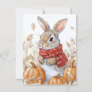 Bunny Rabbit Autumn Pumpkin Illustratie Briefkaart