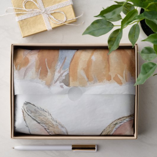 Bunny Rabbit Autumn Pumpkin Illustratie Tissuepapier (Geschenk)