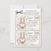 Bunny Rabbit Baby Meisje Luier Raffle Tickets Kaart (Voorkant)