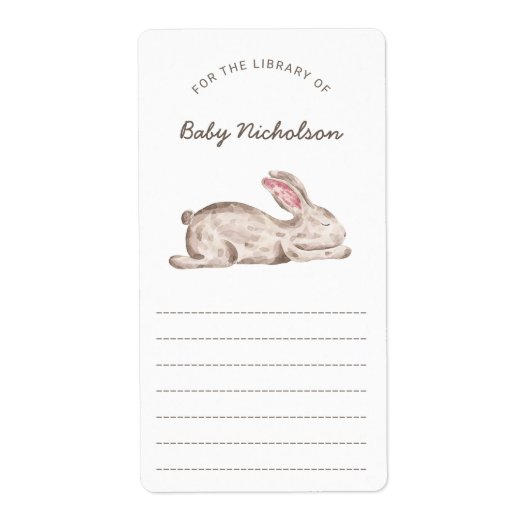 Bunny Rabbit baby shower bibliotheekplaten Etiket (Voorkant)