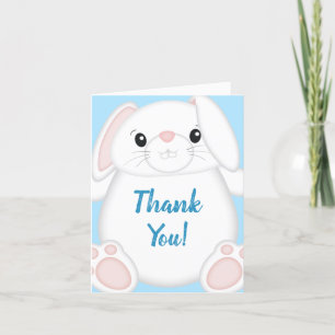 Bunny Rabbit Baby shower Blue Bedankkaart