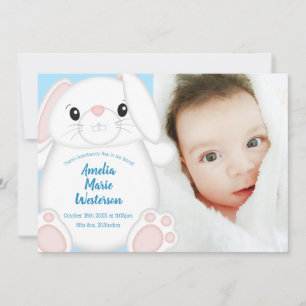 Bunny Rabbit Baby shower Blue Kaart