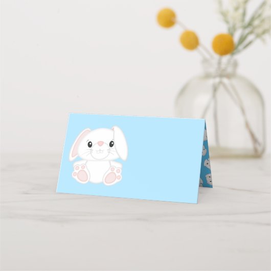 Bunny Rabbit Baby shower Blue Plaatskaartje (Voorkant)