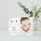 Bunny Rabbit Baby shower Green Briefkaart (Staand voorkant)