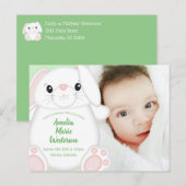 Bunny Rabbit Baby shower Green Briefkaart (Voorkant / Achterkant)