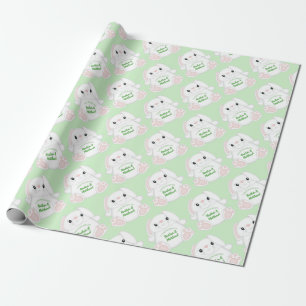 Bunny Rabbit Baby shower Green Cadeaupapier