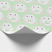 Bunny Rabbit Baby shower Green Cadeaupapier (Hoek)