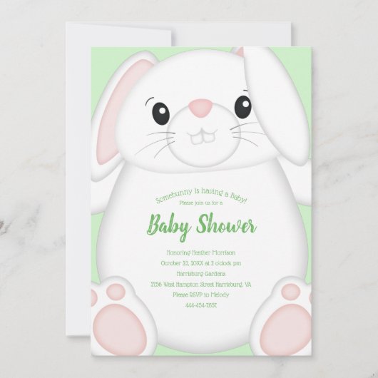 Bunny Rabbit Baby shower Green Kaart (Voorkant)