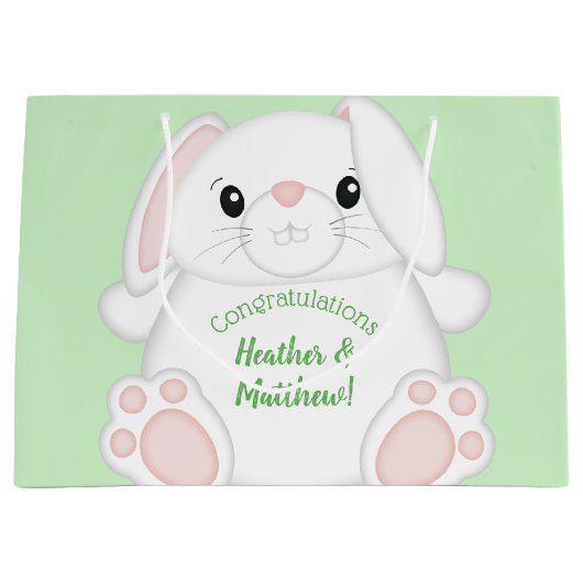 Bunny Rabbit Baby shower Groot Cadeauzakje (Voorkant)