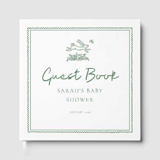 Bunny Rabbit Baby Shower Guest Book Gastenboek (Voorkant)