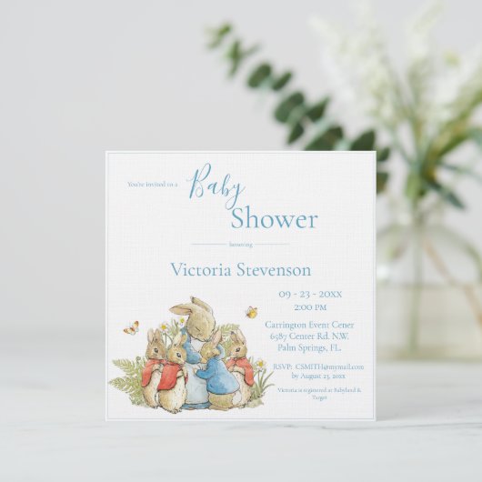 Bunny Rabbit Baby shower Invitation (Staand voorkant)