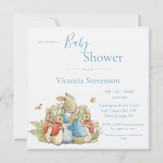 Bunny Rabbit Baby shower Invitation (Voorkant)