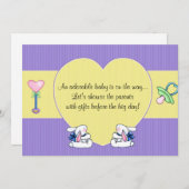 Bunny Rabbit Baby shower Invitation Baby Kaart (Voorkant / Achterkant)