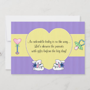 Bunny Rabbit Baby shower Invitation Baby Kaart