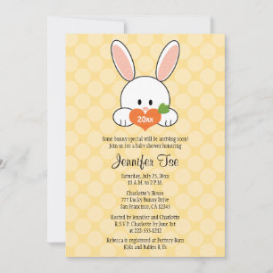 Bunny Rabbit Baby Shower Invitation Yellow Kaart