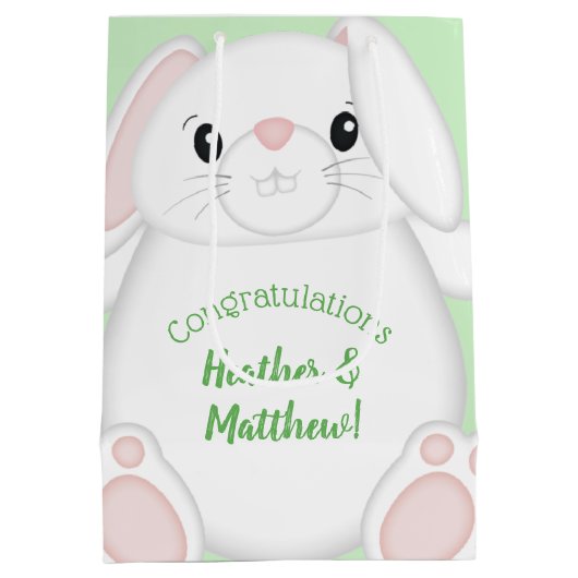 Bunny Rabbit Baby shower Medium Cadeauzakje (Achterkant)