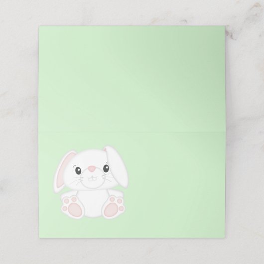 Bunny Rabbit Baby shower Plaatskaartje (Buitenkant ongevouwen)