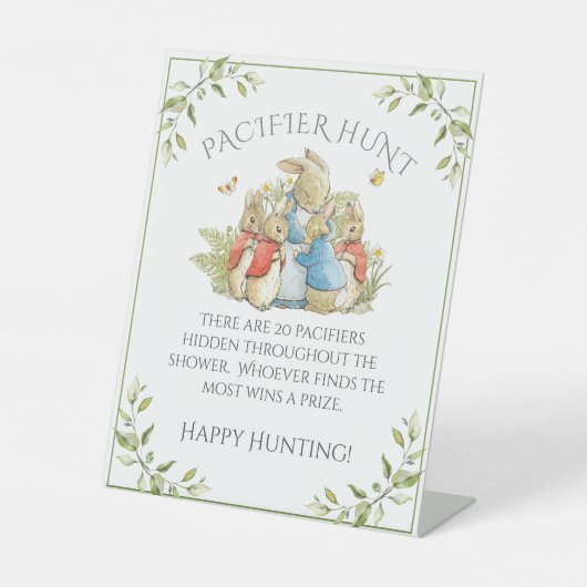 Bunny Rabbit Baby shower Reclamebord Met Voetstuk (Voorkant)