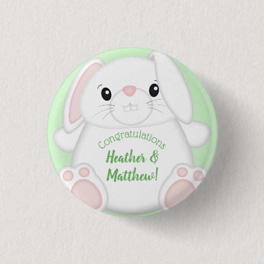 Bunny Rabbit Baby shower Ronde Button 3,2 Cm (Voorkant)