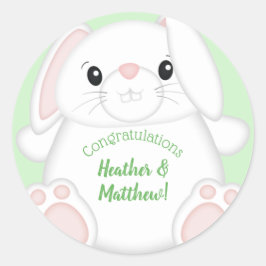 Bunny Rabbit Baby shower Ronde Sticker