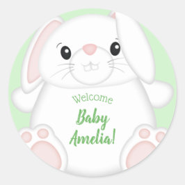 Bunny Rabbit Baby shower Ronde Sticker