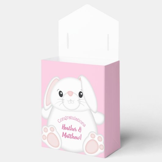 Bunny Rabbit Baby shower Roze Bedankdoosjes (Geopend)