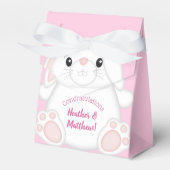 Bunny Rabbit Baby shower Roze Bedankdoosjes (Voorkant Zijde)