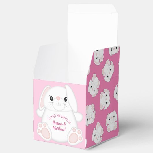 Bunny Rabbit Baby shower Roze Bedankdoosjes (Geopend)