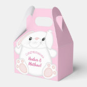 Bunny Rabbit Baby shower Roze Bedankdoosjes (Voorkant Zijde)