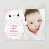 Bunny Rabbit Baby shower Roze Briefkaart (Voorkant)
