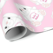 Bunny Rabbit Baby shower Roze Cadeaupapier (Rol Hoek)