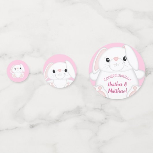 Bunny Rabbit Baby shower Roze Confetti (Achterkanten)