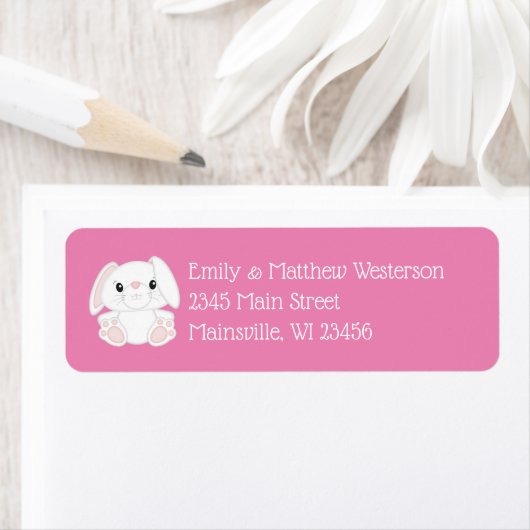 Bunny Rabbit Baby shower Roze Etiket (Insitu)