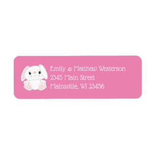 Bunny Rabbit Baby shower Roze Etiket