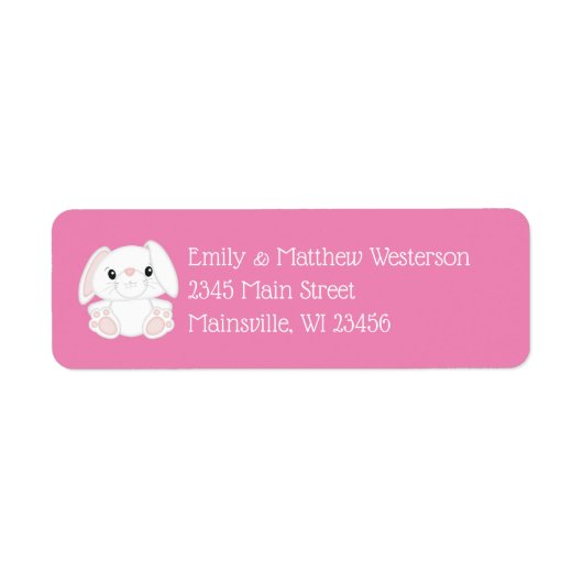 Bunny Rabbit Baby shower Roze Etiket (Voorkant)