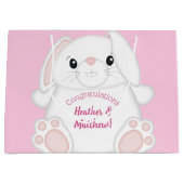 Bunny Rabbit Baby shower Roze Groot Cadeauzakje (Voorkant)