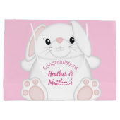 Bunny Rabbit Baby shower Roze Groot Cadeauzakje (Achterkant)