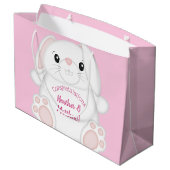 Bunny Rabbit Baby shower Roze Groot Cadeauzakje (Achterkant Gekanteld)