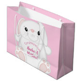 Bunny Rabbit Baby shower Roze Groot Cadeauzakje (Voorkant Gekanteld)